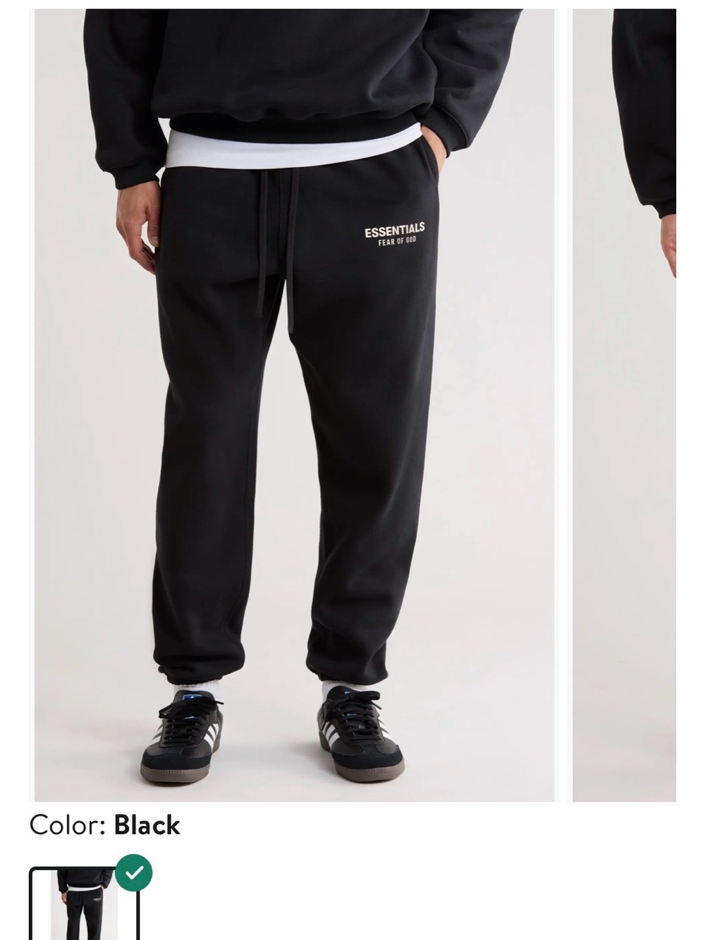 Authentic Fear of God Essentials Black Jogger Sweatpants